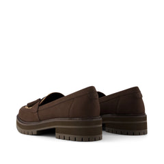 Womens Cara Tassel Loafer Chocolate Brown Plaid
