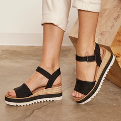 Diana Black Wedge Sandal