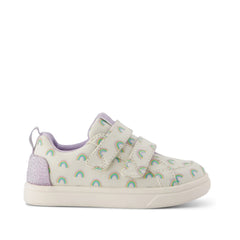 Cruz Double Strap Toddler Sneaker Egret Foil Rainbows