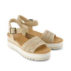 Diana Wedge Sandal Champagne Metallic Basket Weave