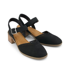 Womens Jaclyn Heel Black Perforated Leather