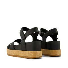 Womens Alana Wedge Sandal Black Leather
