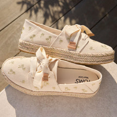 Womens Carolina Lace-Up Espadrille Metallic Embroidered Palm Trees