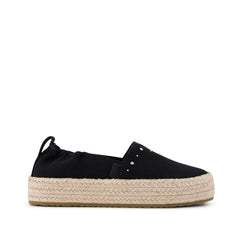 Valencia Platform Kids Espadrille Black Brushed Twill