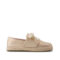 Carolina Lace-Up Kids Espadrille Seashell Metallic Faux Leather