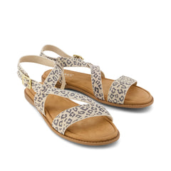 Womens Mar Strappy Sandal Leopard Print Suede