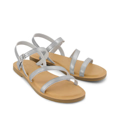 Womens Kira Strappy Sandal Silver Leather