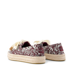 Womens Carolina Lace-Up Espadrille Burgundy Floral Print