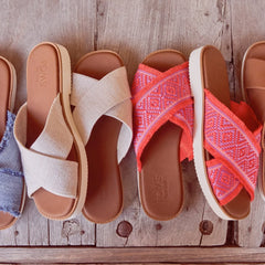 Mae Crossover Slide Sandal Natural Yarn Dye