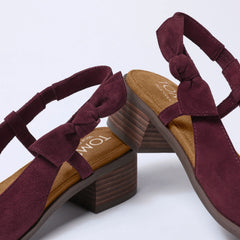 Womens Jaclyn Slingback Bow Heel Burgundy Kid Suede