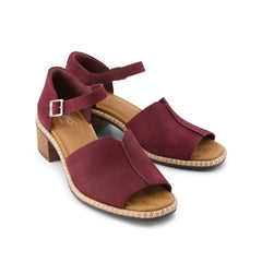 Womens Ines Heel Burgundy Nubuck Leather