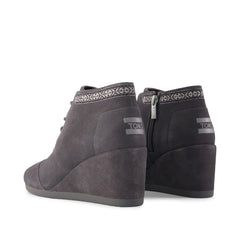 Womens Desert Wedge Ankle Bootie Forged Iron Suede