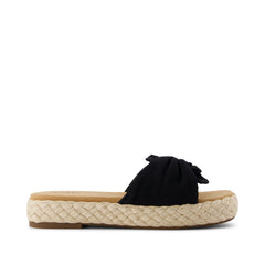 Abby Slide Flatform Espadrille Sandal Black Beachside Woven