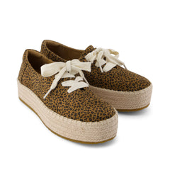 Womens Valencia Lace-Up Platform Espadrille Toffee Leopard Print