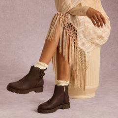 Womens Astrid Boot Water Repellent Chocolate Brown Faux Leather