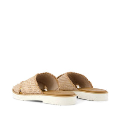 Womens Mae Crossover Slide Sandal Natural Metallic Rafia