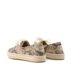 Womens Carolina Lace-Up Espadrille Taupe Snake Print Suede