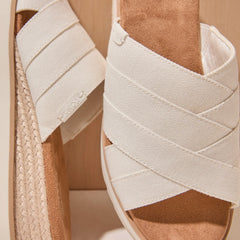 Womens Diana Crossover Mule Wedge Sandal White Canvas