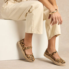 Womens Carolina Mary Jane Espadrille Brown Sugar Leopard Print Hair