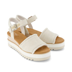 Womens Diana Wedge Sandal White Denim Fray