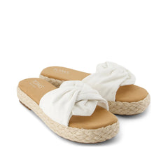 Abby Slide Flatform Espadrille Sandal White Beachside Woven