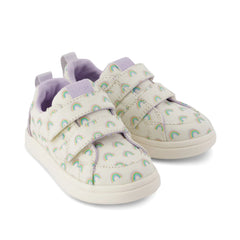 Cruz Double Strap Toddler Sneaker Egret Foil Rainbows