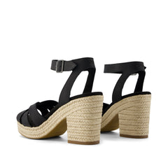 Majorca Rope Strappy Platform Sandal Black Leather