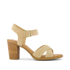 Womens Majorca Strappy Heeled Sandal Caramel Crochet