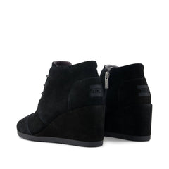 Womens Desert Wedge Ankle Bootie Black Suede