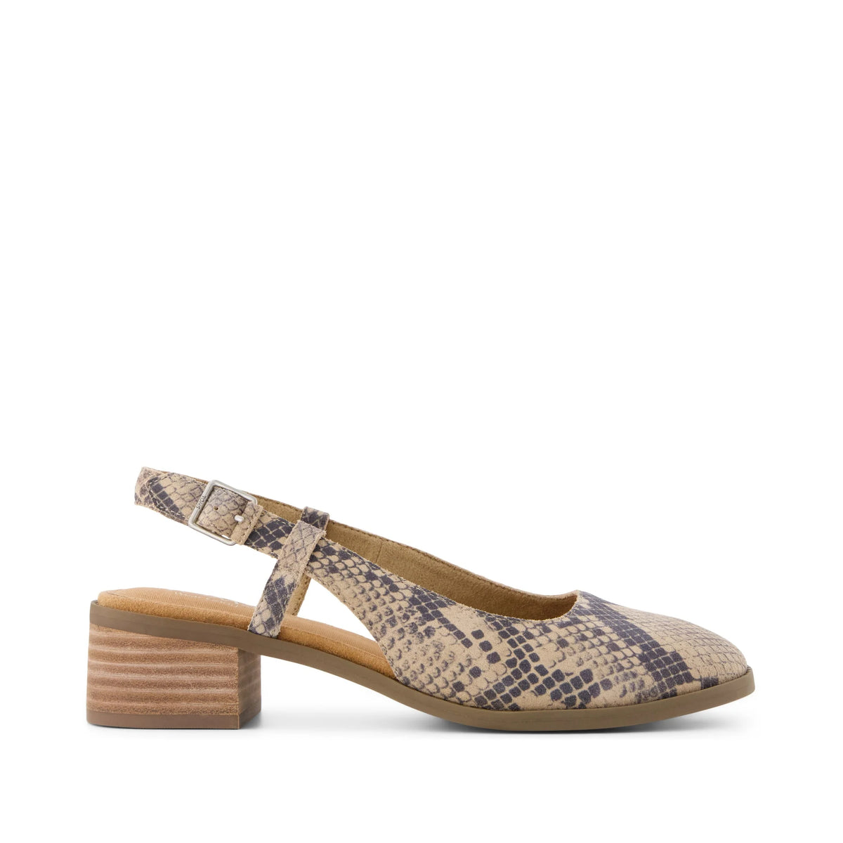 Womens Jaclyn Slingback Heel Taupe Snake Print Suede