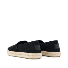 Womens Alpargata Rope 2.0 Espadrille Black Floral Crochet