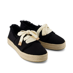 Carolina Lace-Up Espadrille Black Beachside Woven