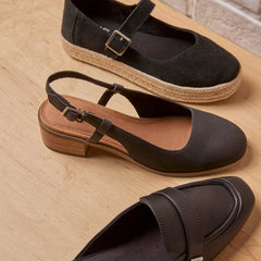 Womens Jaclyn Slingback Heel Black Nubuck Leather