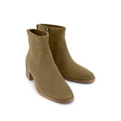 Womens Delilah Heeled Boot Water Repellent Military Olive Suede