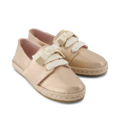 Carolina Lace-Up Kids Espadrille Seashell Metallic Faux Leather