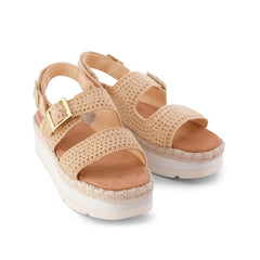 Womens Giana Flatform Sandal Almond Crochet