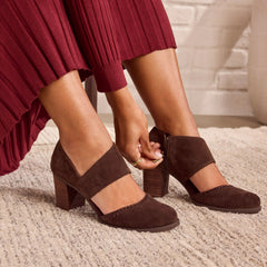 Womens Milan Nova Heel Chocolate Brown Kid Suede