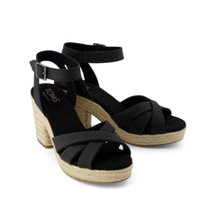 Majorca Rope Strappy Platform Sandal Black Leather