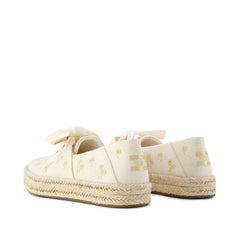 Womens Carolina Lace-Up Espadrille Metallic Embroidered Palm Trees