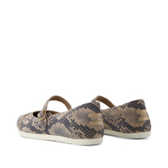 Womens Alpargata Mary Jane Taupe Snake Print Suede
