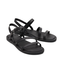 Kira Black Leather Strappy Sandal