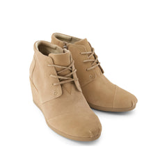 Womens Desert Wedge Ankle Bootie Taupe Suede
