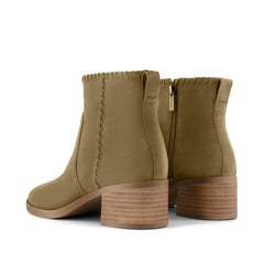 Womens Delilah Heeled Boot Water Repellent Military Olive Suede
