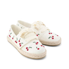 Carolina Lace-Up Kids Espadrille Embroidered Cherries
