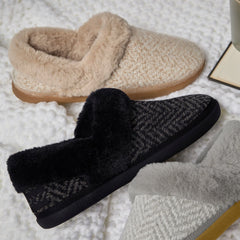 Womens Oslo Convertible Slipper Black Herringbone