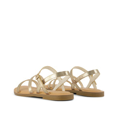 Womens Kira Strappy Sandal Gold Leather
