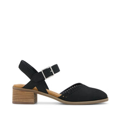 Womens Jaclyn Heel Black Perforated Leather