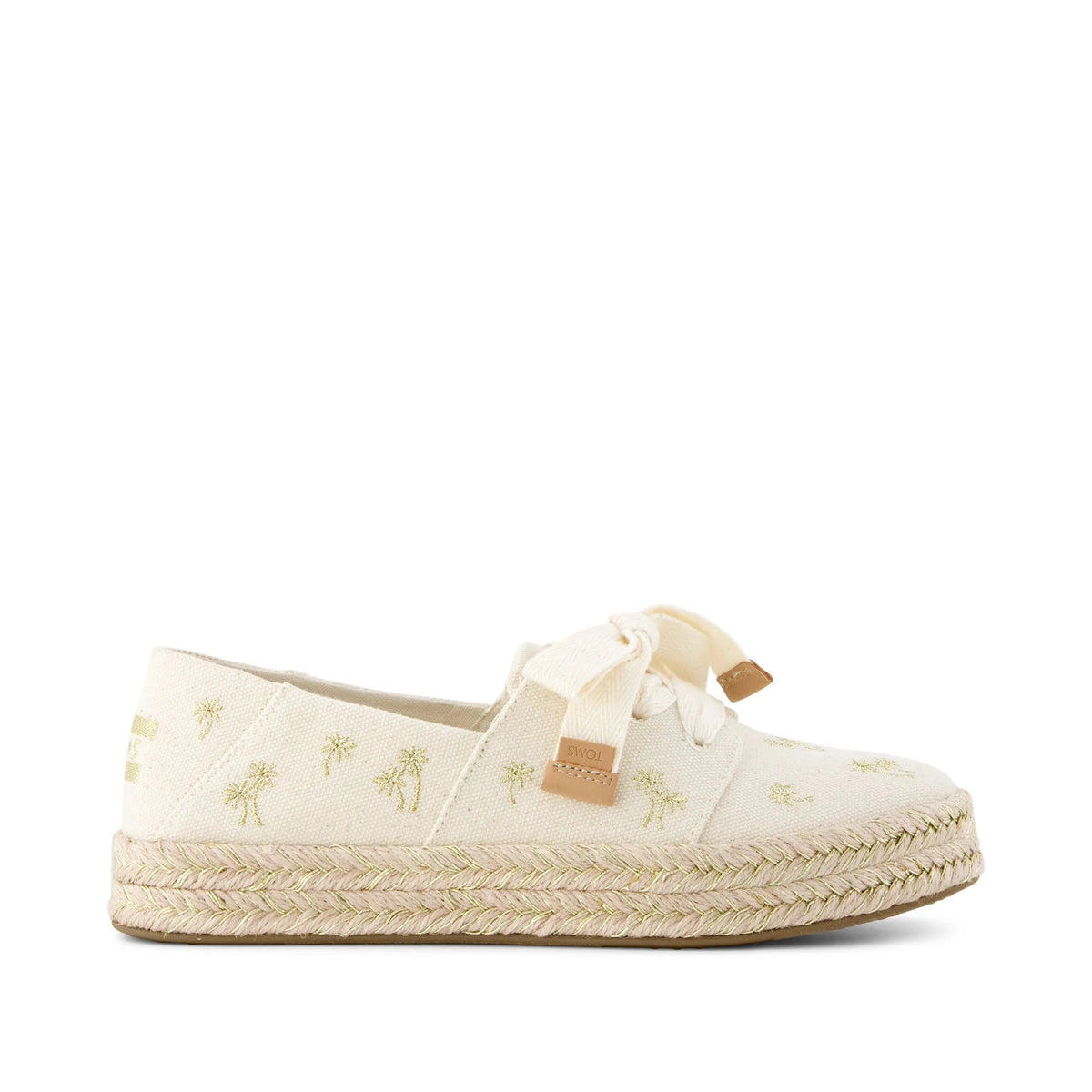 Womens Carolina Lace-Up Espadrille Metallic Embroidered Palm Trees