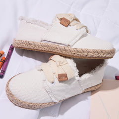 Carolina Lace-Up Kids Espadrille White Fray