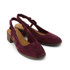 Womens Jaclyn Slingback Bow Heel Burgundy Kid Suede